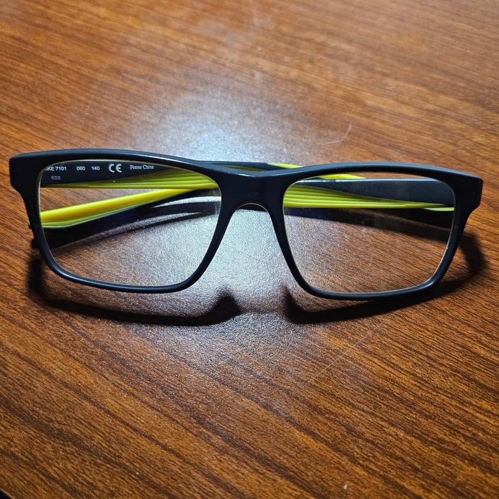 Nike Glasses Kids 50-15-140 Black Yellow 7101 060 Sporty Rectangular Frames ONLY